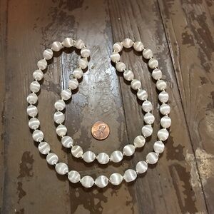 Vintage White Silk Wrapped Beads